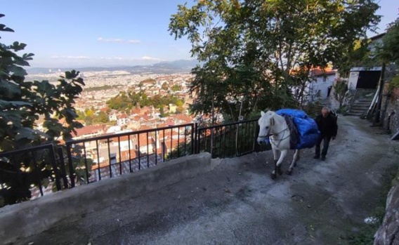 Bursa'da O Mahallelere Atıyla Yük Taşıyor