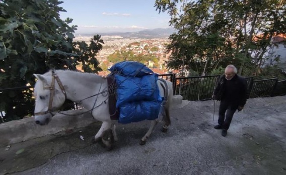 Bursa'da O Mahallelere Atıyla Yük Taşıyor