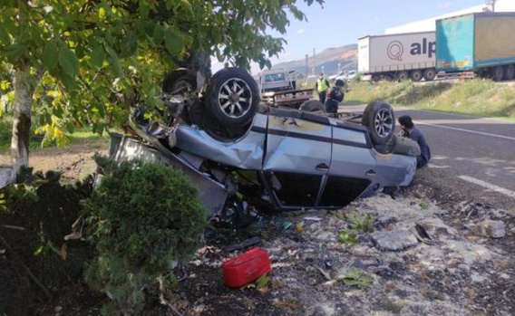 Bursa Orhangazi'deki Trafik Kazasında Otomobil Takla Attı