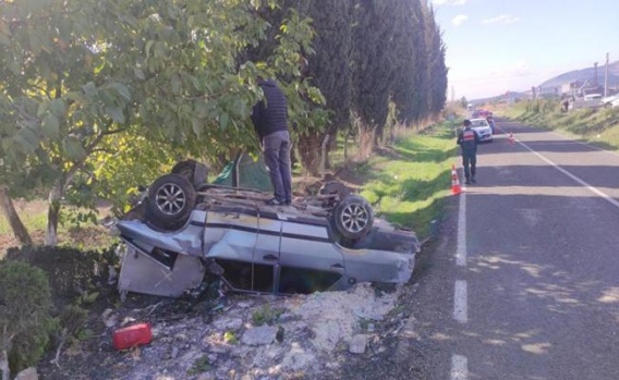 Bursa Orhangazi'deki Trafik Kazasında Otomobil Takla Attı