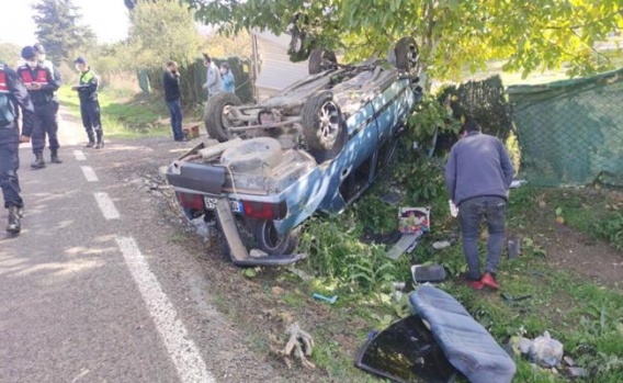 Bursa Orhangazi'deki Trafik Kazasında Otomobil Takla Attı