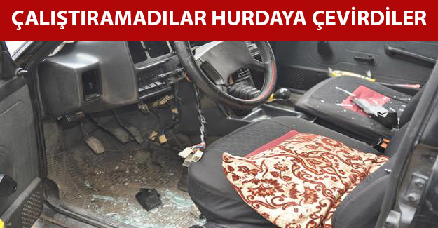 Acemi oto hırsızları çalıştıramadıkları araçları hurdaya çevirdi