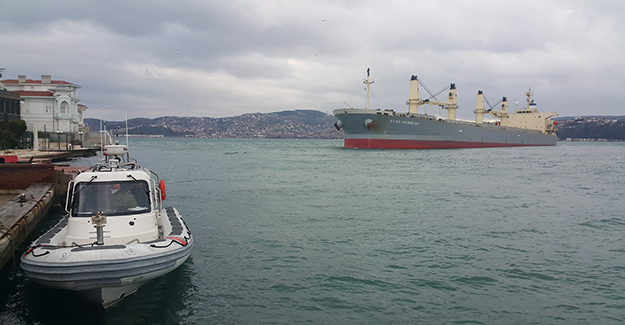 Yük gemisi Boğaz'da yalılara metreler kala karaya oturdu
