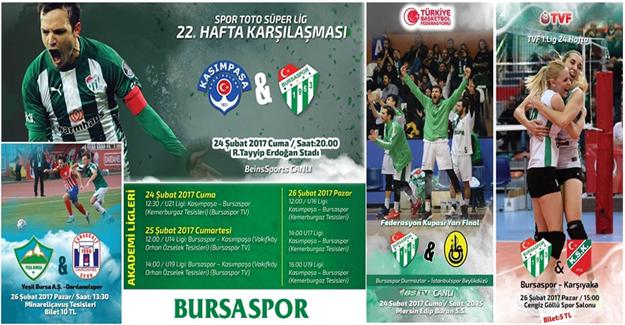 Bursaspor’da Bu Hafta 24-25-26 Şubat 2017