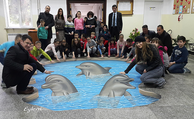 Tekirdağlı ressamdan Bulgaristan'da 3D çalışması