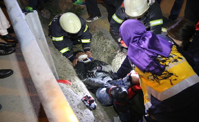 İzmit'te motosiklet su kanalına düştü: 1 yaralı