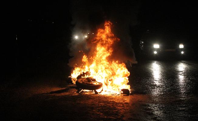 Yalova'da motosiklet yangını