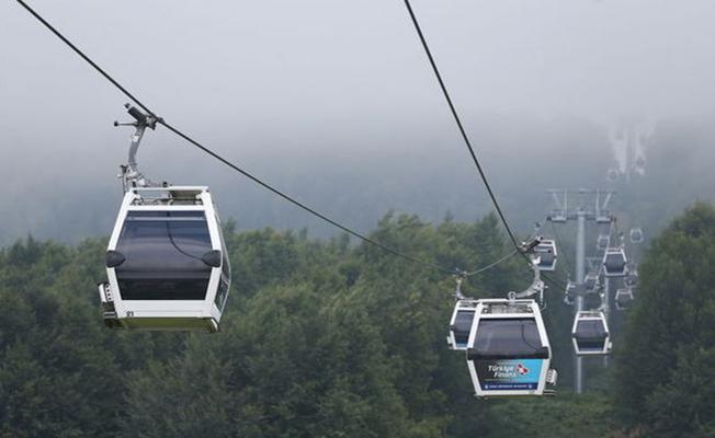 Teleferik Şiddetli Rüzgar Engeline Takıldı