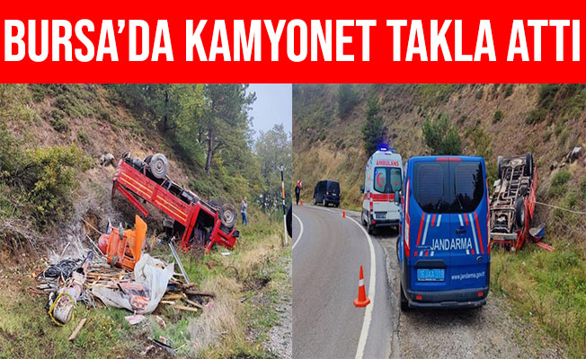 Bursa'da Freni Patlayan Kamyonet Şarampole Yuvarlandı