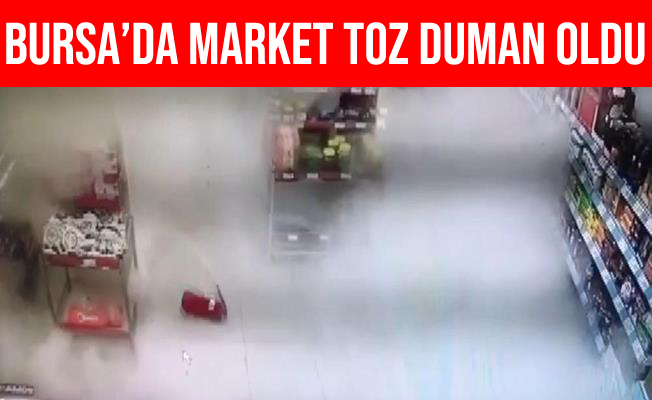 Bursa'da Markette Yere Düşen Yangın Tüpü Korkuttu