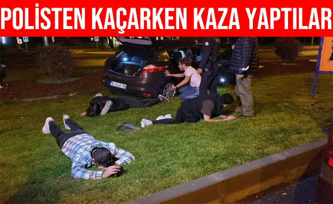 Bursa'da Polis'in Önünde Drift Yaptılar: Kaza Yapınca Yakalandılar