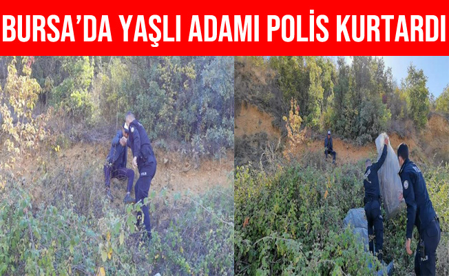 Bursa'da Yamaçta Mahsur Kalan Adamı polis Ekipleri Kurtardı