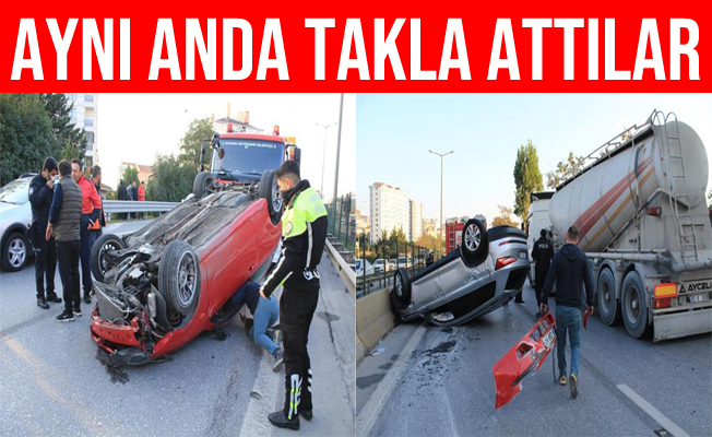 İstanbul Kartal’daki Kazada 2 Araç Aynı Anda Takla Attı