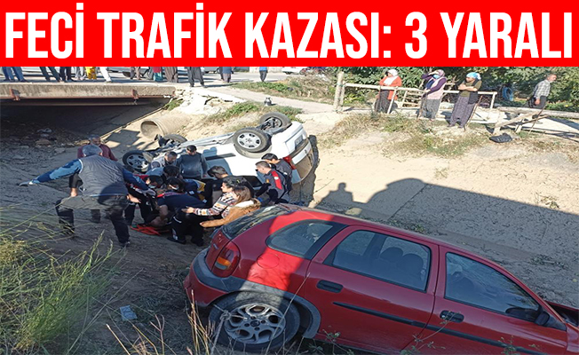 Adana'da Çarpışan otomobiller sulama kanalına düştü