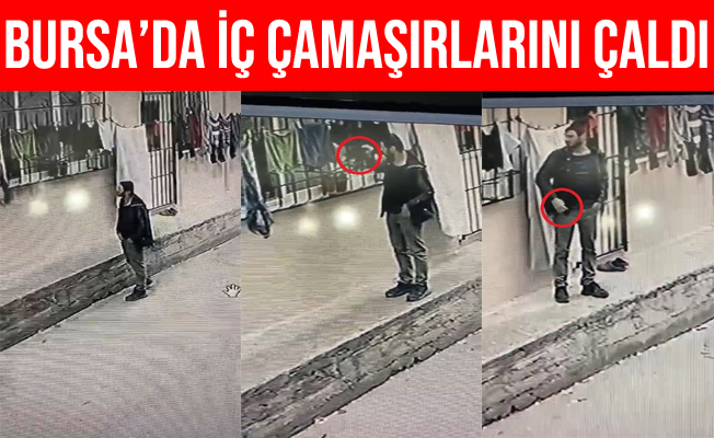 Bursa'da İç Çamaşırı Hırsızı Kameralara Yakalandı