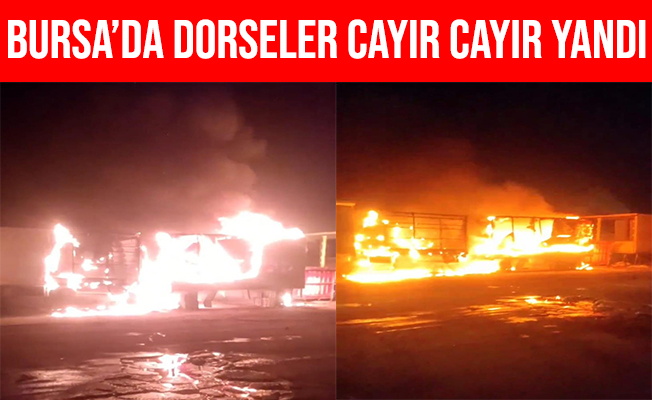 Bursa'da Kamyon Dorseleri Cayır Cayır Yandı