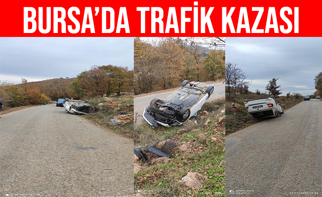 Bursa'da takla atan otomobildeki iki kişi yaralandı