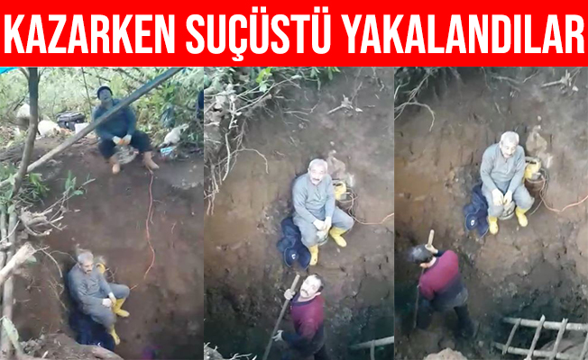 Define ararken kazdıkları kuyuda yakalandılar