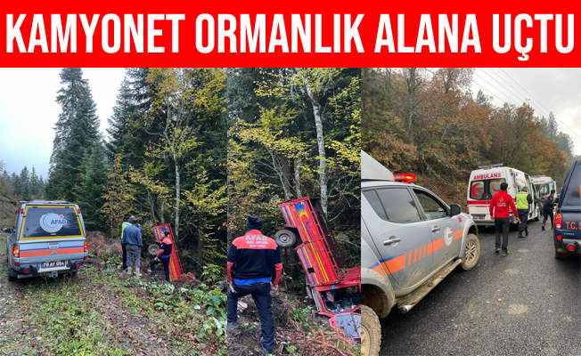 Karabük'te Kontrolden Çıkan Kamyonet Ormanlık Alana Uçtu