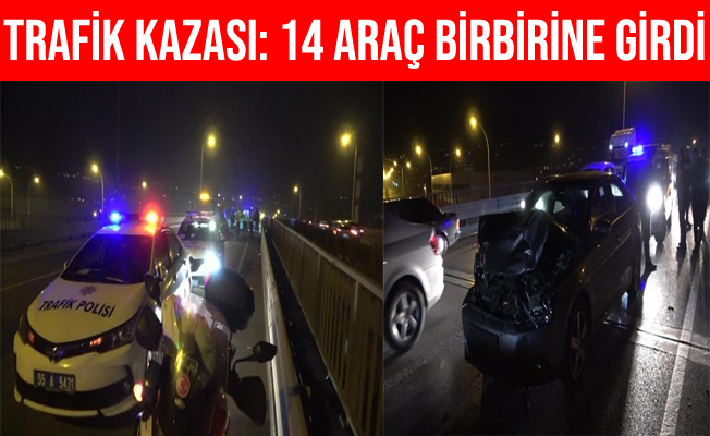 Samsun’da 14 araç birbirine girdi: 2 yaralı