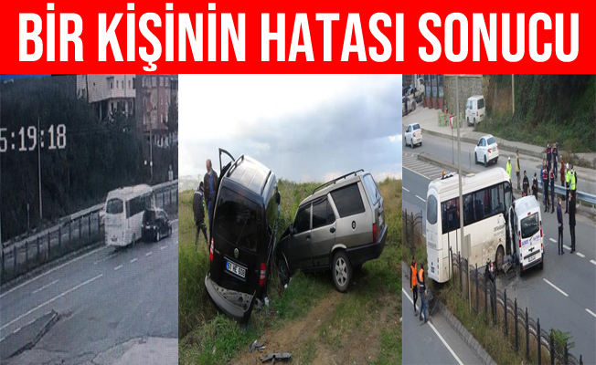 Trabzon'da dikkatsiz yola giren sürücü ortalığı birbirine kattı