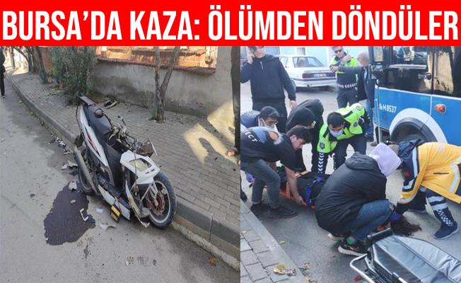 Bursa'da motosikletli gençler ölümden döndü