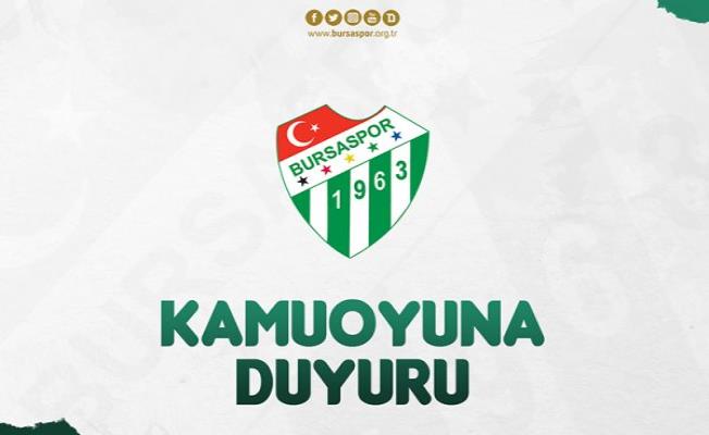 Bursaspor Kulübü, taraftarına çağrıda bulundu
