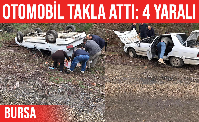 Harmancık'ta otomobil takla attı: 4 yaralı