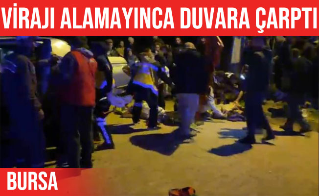 İznik'te virajı alamayan cip bahçe duvarına çarptı