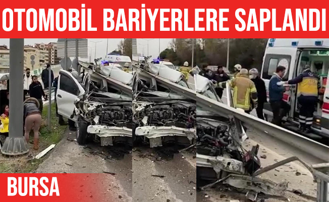 Mudanya Yolunda Otomobil Bariyelere Çarptı