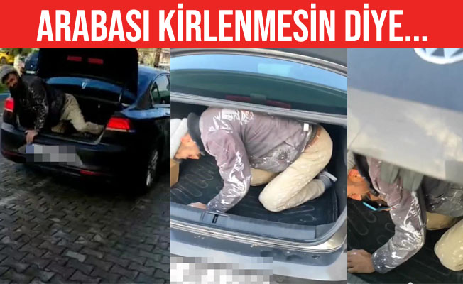 Arabası kirlenmesin diye bagajda taşıdı