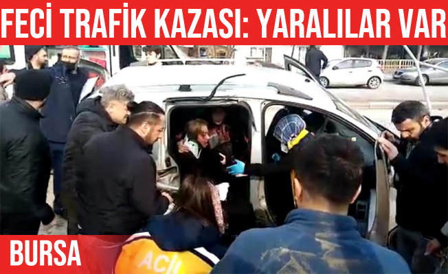 İnegöl'de direğe çarpan araç karşı yola geçti