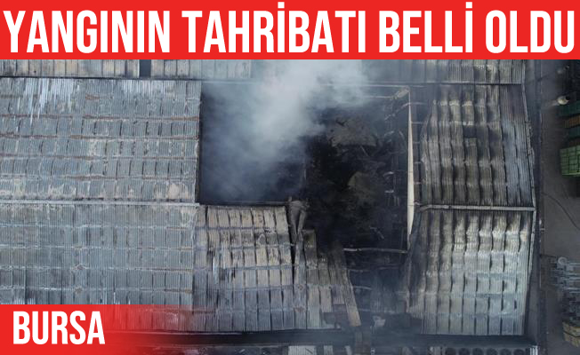 Nilüfer'deki fabrika yangınında son durum görüntülendi