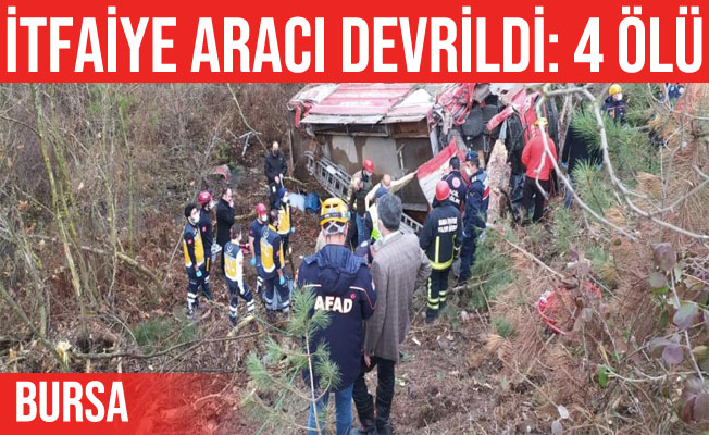 Orhaneli'de kazaya giden itfaiye aracı kaza yaptı