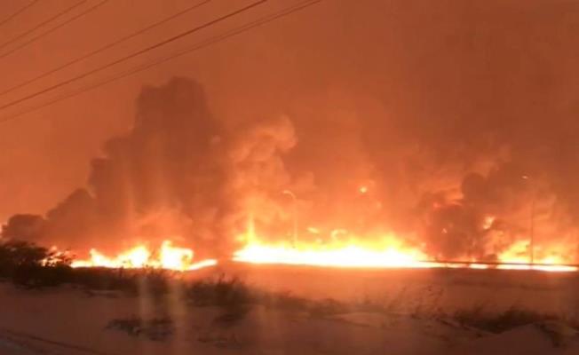Pazarcık'ta BOTAŞ’ın petrol boru hattındaki yangın söndürüldü
