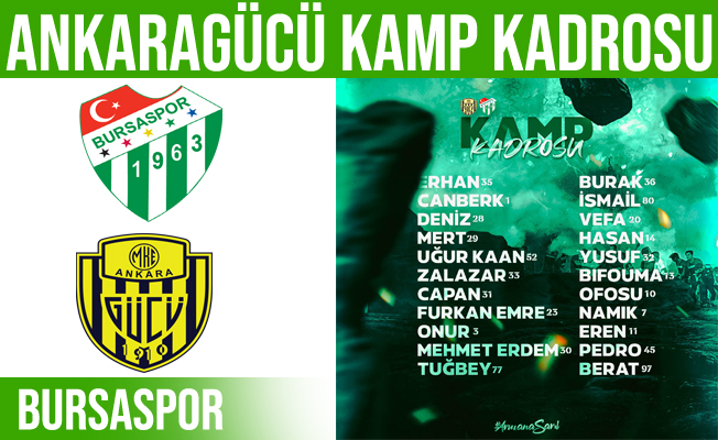 Bursaspor MKE Ankaragücü Maçı Kamp Kadrosu Açıklandı