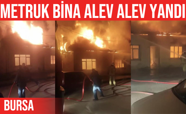 Gemlik'te metruk bina alevlere teslim oldu