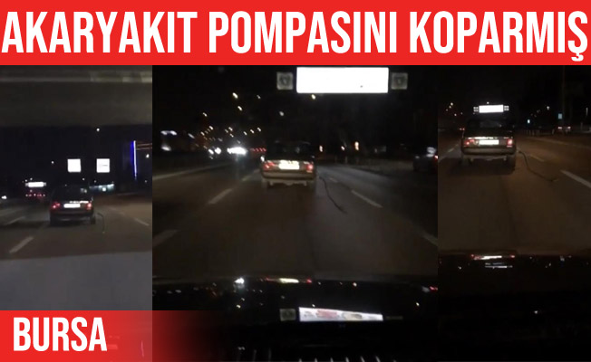 Kopan akaryakıt pompasıyla birlikte yol aldı