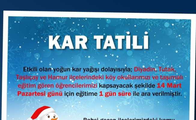 Ağrı’da eğitime kar engeli