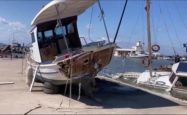 Bodrum’da etkili olan fırtına tekneleri vurdu