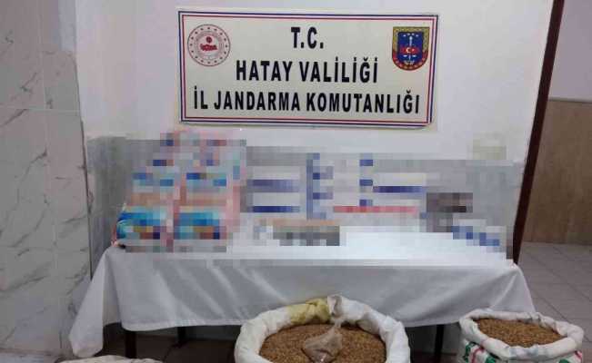 Hassa’da bakkal da 140 kilo kaçak tütün, 100 paket sigara ele geçirildi