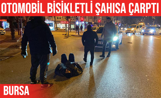 İnegöl'de otomobil bisiklet sürücüsüne çarptı