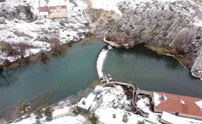 Kar yağışları Konya’daki Adaköy Pınarı ve Baraj Göleti’ne can suyu oldu