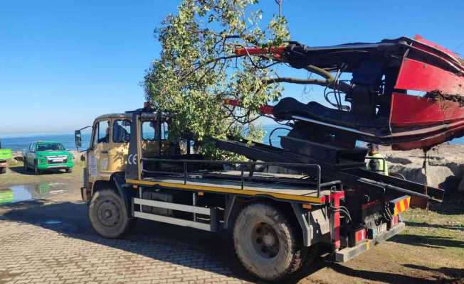 Ordu Büyükşehir ağaç sökme ve dikme makinesini kendi imal etti