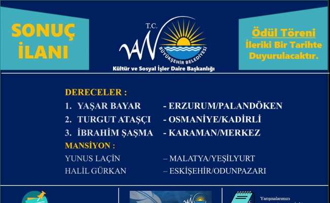 Van Büyükşehir Belediyesinin şiir yarışması sonuçlandı