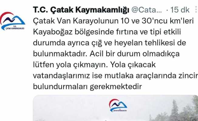 Van-Çatak karayolunda fırtına ve tipi