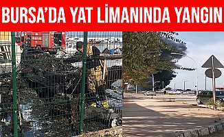 Bursa'da Kurşunlu Yat Limanında Yangın Çıktı