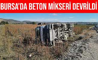 Bursa İnegöl'de Beton Mikseri Tarlaya Devrildi