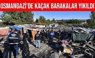Bursa Osmangazi'de Zabıtadan Kaçak Baraka Operasyonu