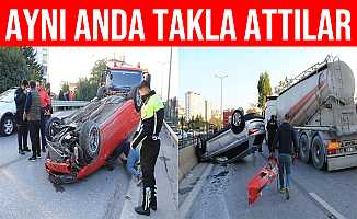 İstanbul Kartal’daki Kazada 2 Araç Aynı Anda Takla Attı